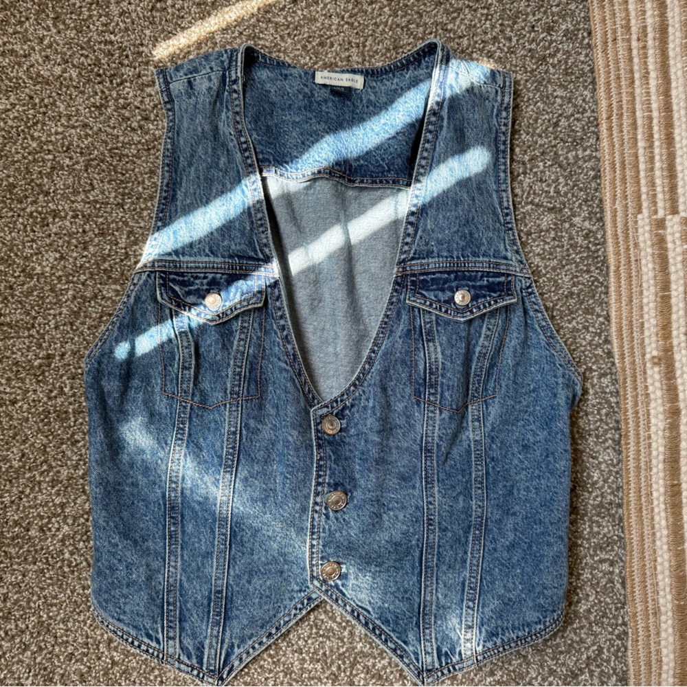 American Eagle Outfitters Blue Denim Women's Vest